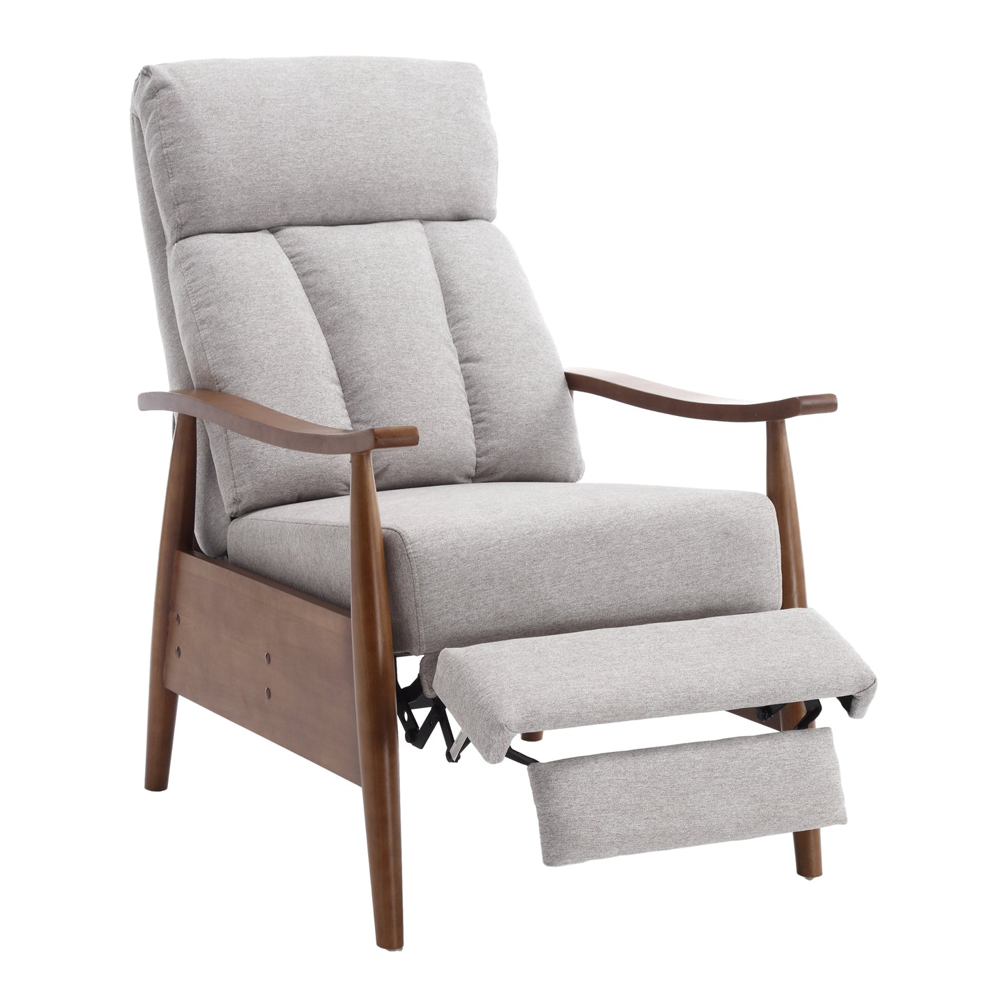 Asher Mid-Century Modern Lounge Chair with Wooden Frame - Light Gray