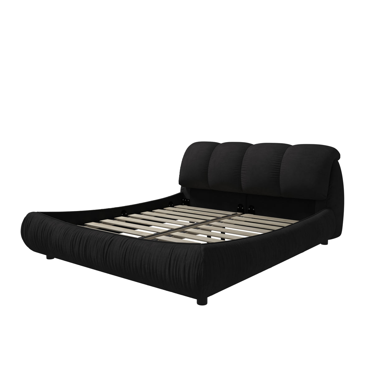 Calista King Platform Bed with Oversize Padded Headboard, Black