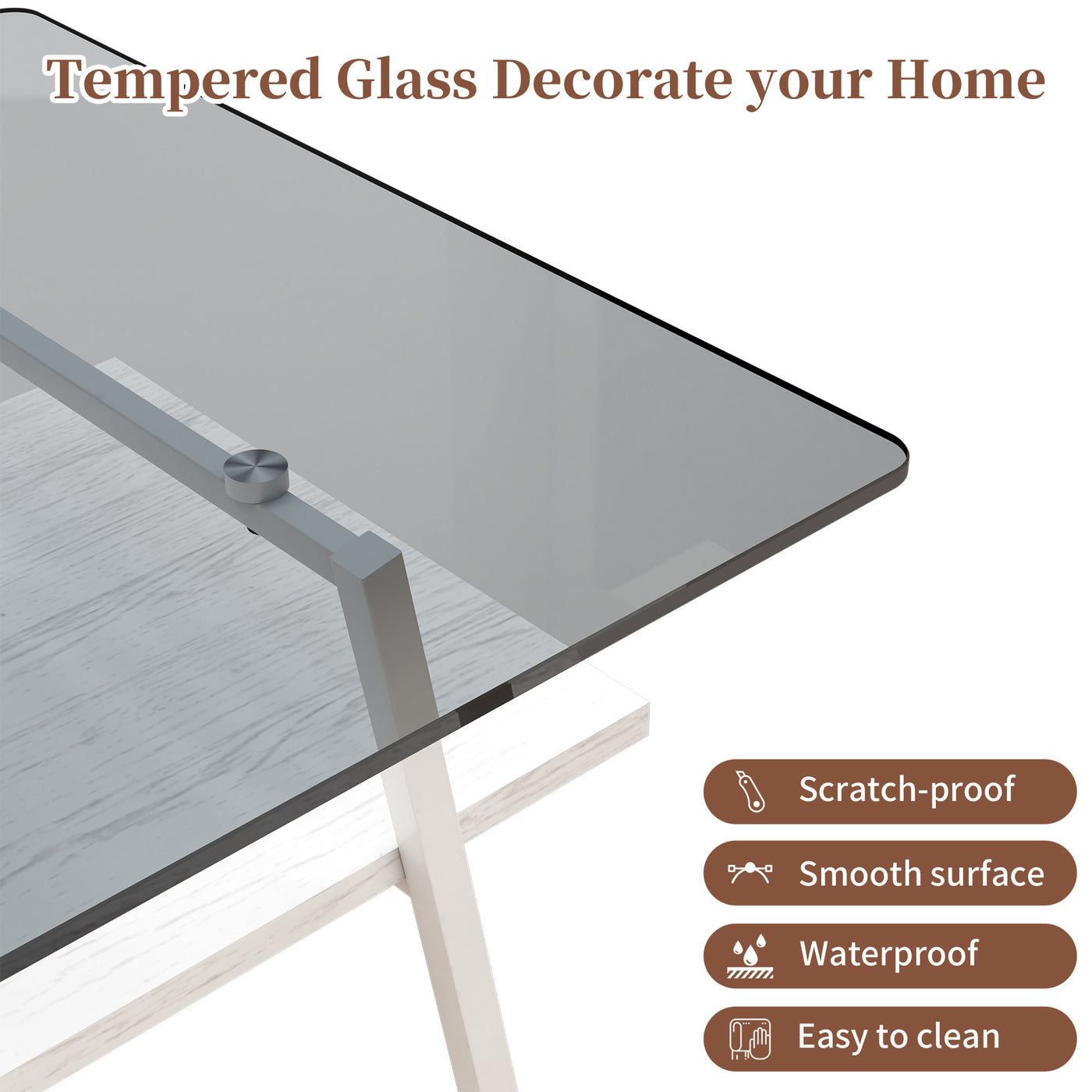 Penn Modern 3-Piece Accent Table Set with Gray Glass