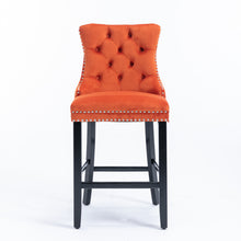 Nella 26" Velvet Counter Height Bar Stools with Black Legs (Set of 2) Orange