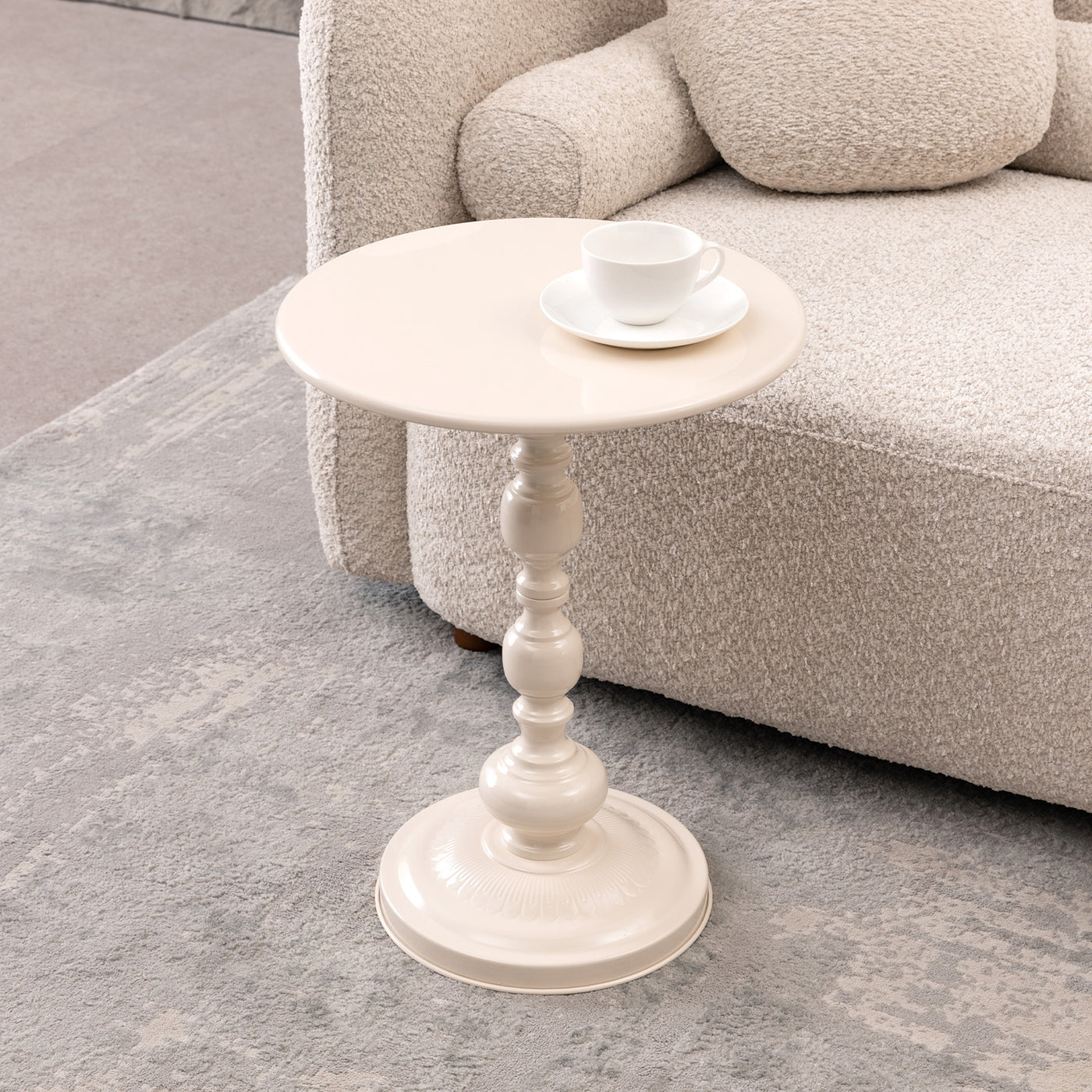 Vesper Vintage Metal Accent Table – White