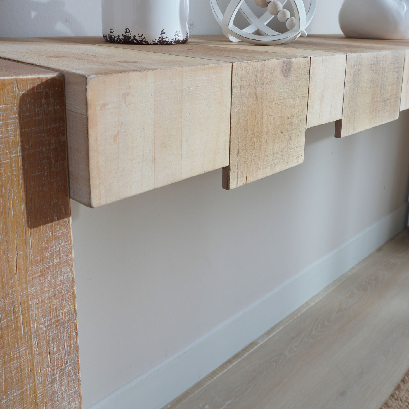 Lorien Modern 71" Step-Block Design Console Table, Mixed Brown