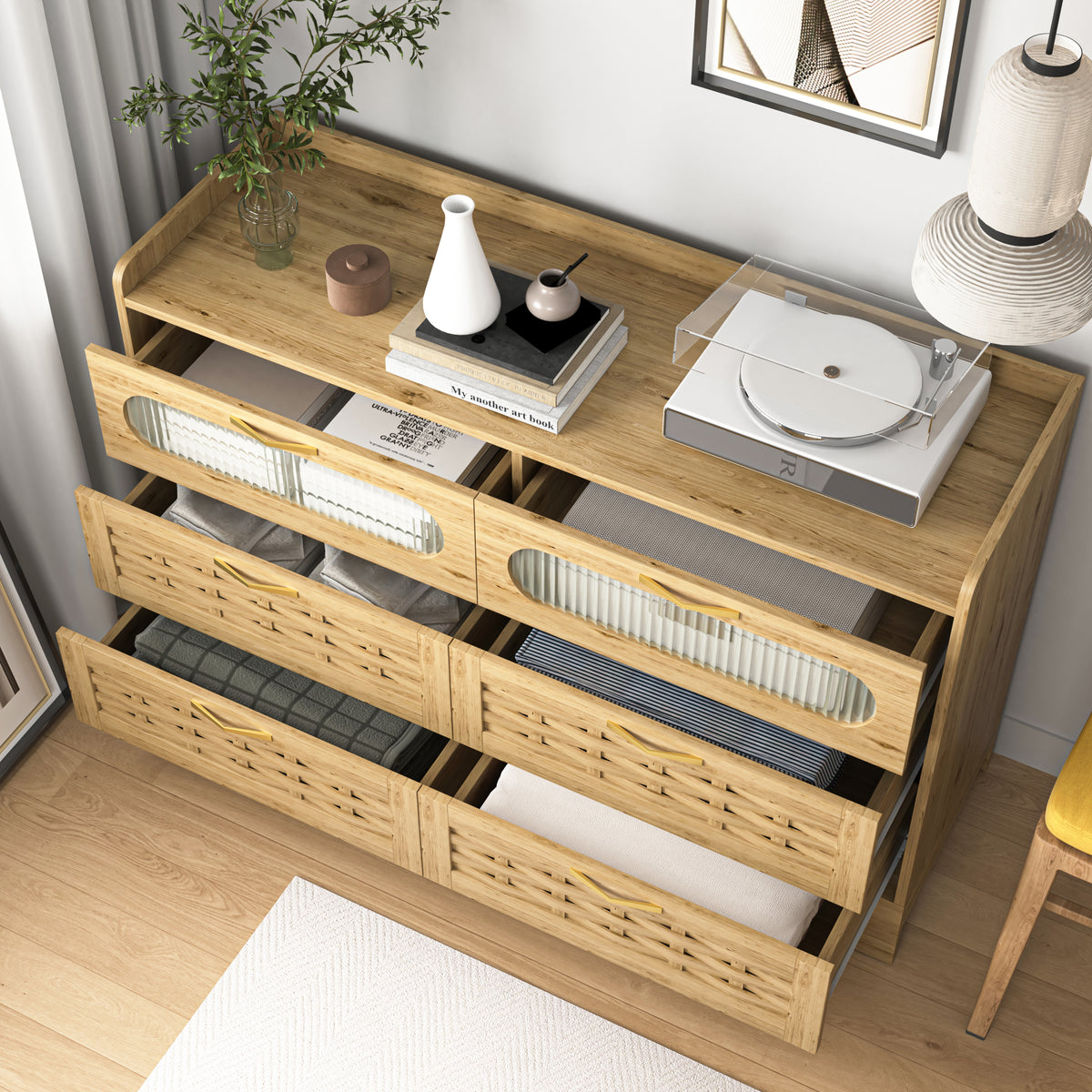 Josephine 47" 6-Drawer Dresser in Natural Finish