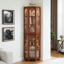 Connie Corner Curio Cabinet with 4 Adjustable Tempered Glass Shelves, Walnut