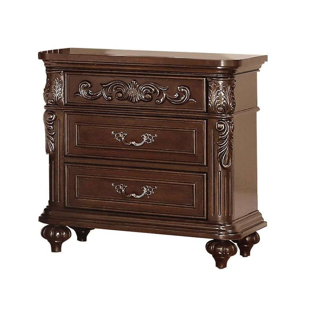 Hayes Traditional Antique Walnut Nightstand with Hanging Pulls