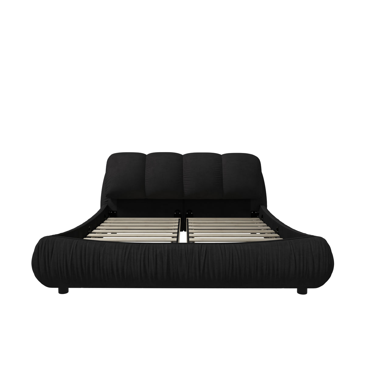 Calista King Platform Bed with Oversize Padded Headboard, Black