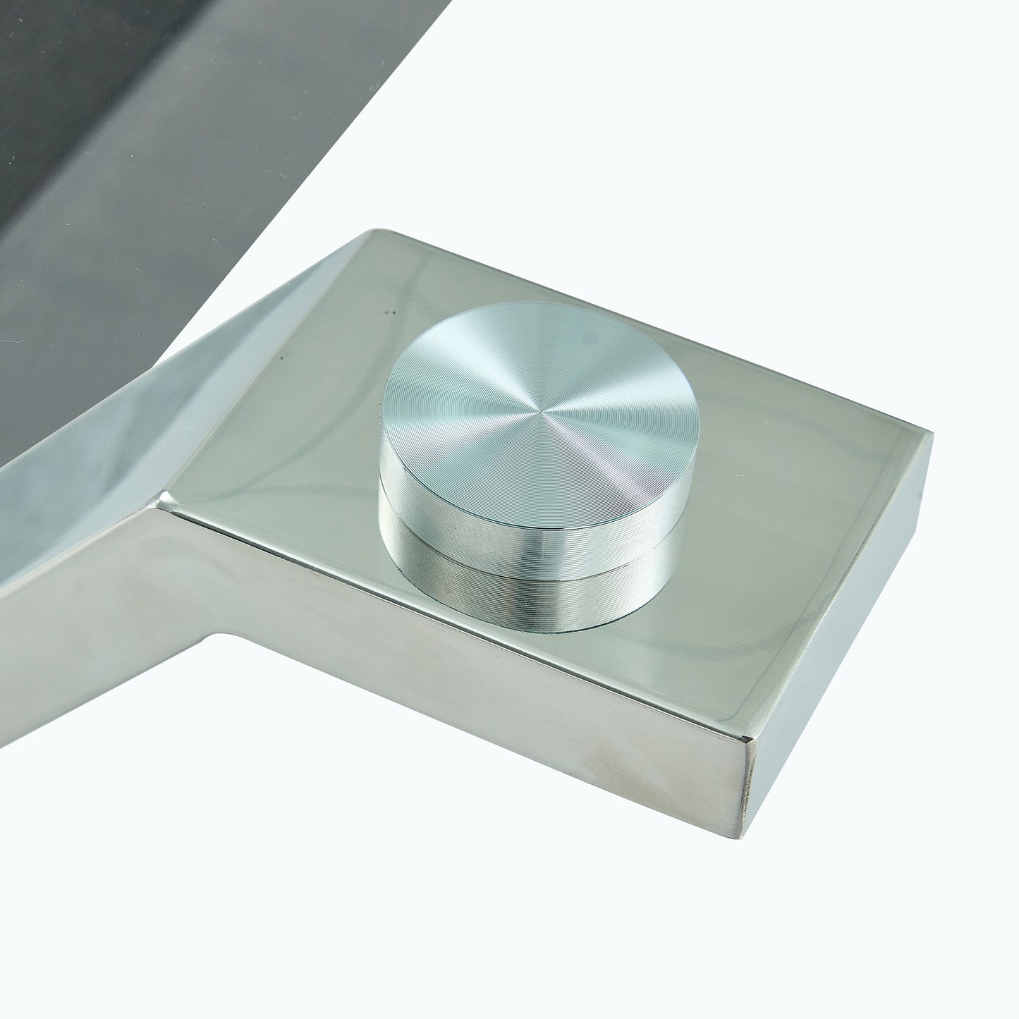 Oversher Modern Tempered Glass Dining Table with Crossbar & Silver Legs