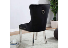 Emma Velvet Wingback Chairs with Mirrored Silver Legs Set of 2 , Black