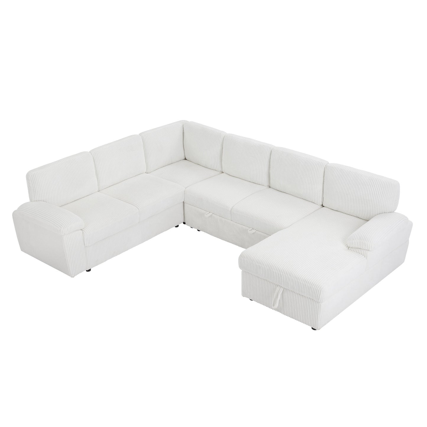 Lorcan Modern Oversize Corduroy Sleeper Sectional, White