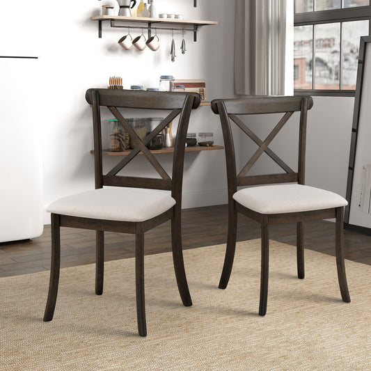 Iris Farmhouse Side Chairs with Cross Back (Set of 2) Brown