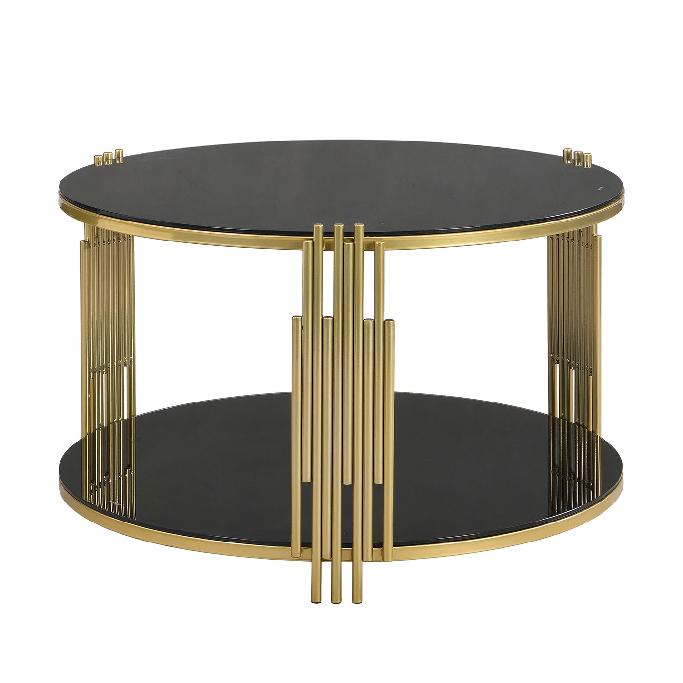 Clover Modern Black Mirror Top Coffee Table with Gold Frame