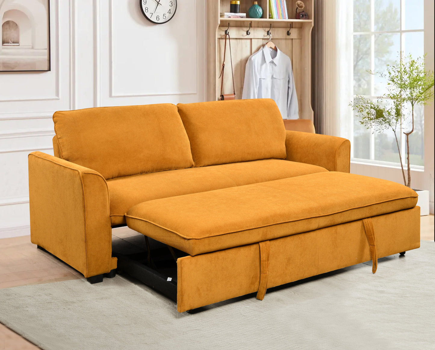 Zenn Modern 78" 3-in-1 Convertible Sleeper Sofa, Yellow