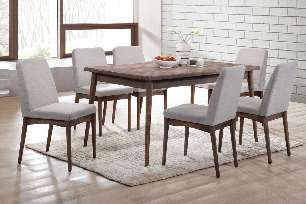 Mork Mid-Century Modern Side Chairs with Wooden Apron (Set of 2) Gray