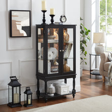 Shelton Lighted Curio Cabinet with Mirrored Back, Black