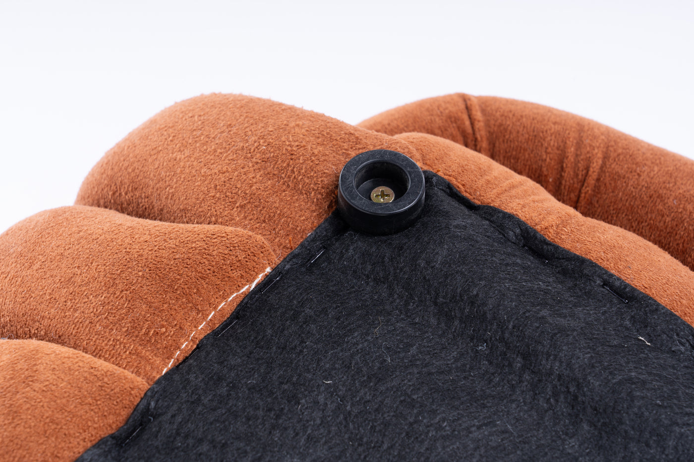 Darien Modern Chenille Knot Design Ottoman, Orange