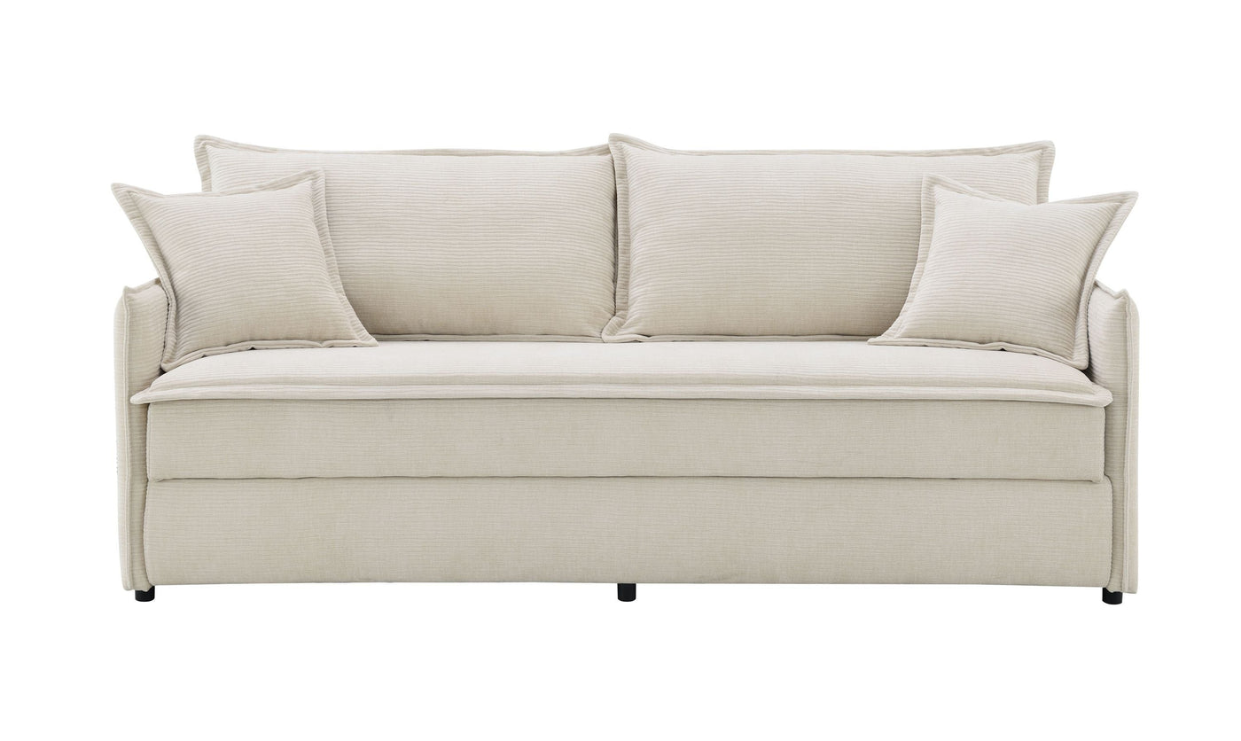 Elisea Beige Fabric Sleeper Sofa w/ 2 Toss Pillows