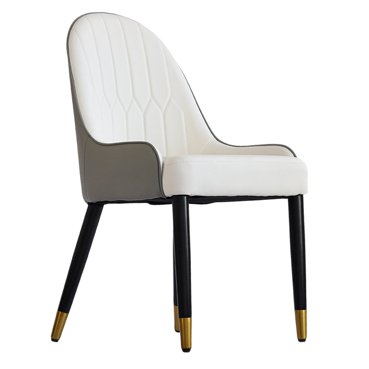 Appleton PU Leather Dining Side Chairs with Gold Tipped Legs (Set of 2) White & Gray