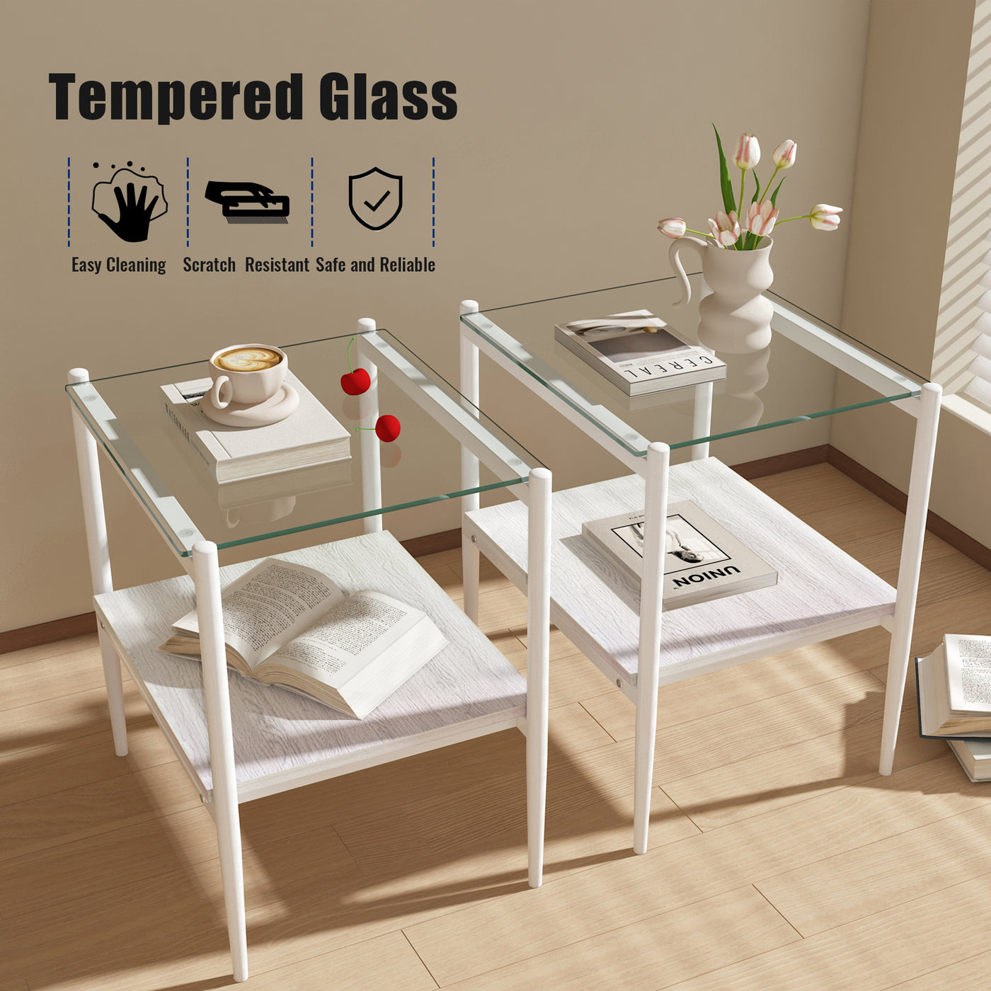 Penn Modern 3-Piece Accent Table Set, White
