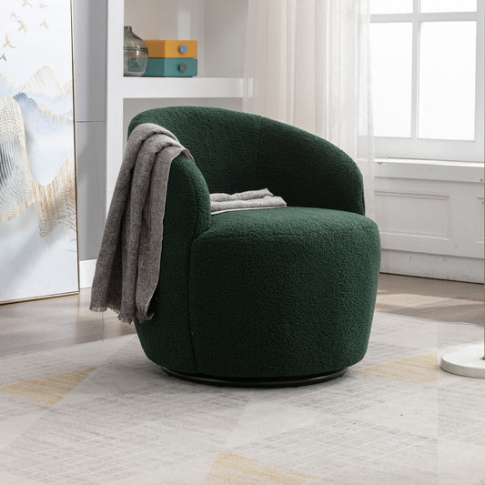 Trinity Teddy Upholstered Swivel Barrel Chair - Green