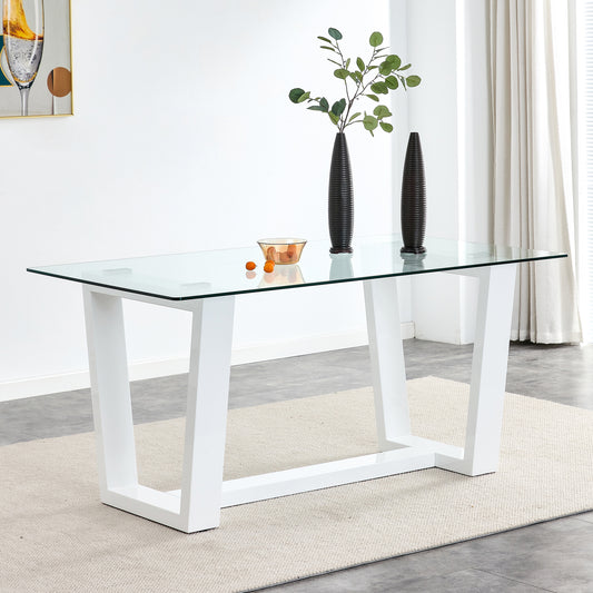 Raven Modern Dining Table with Tempered Glass Top