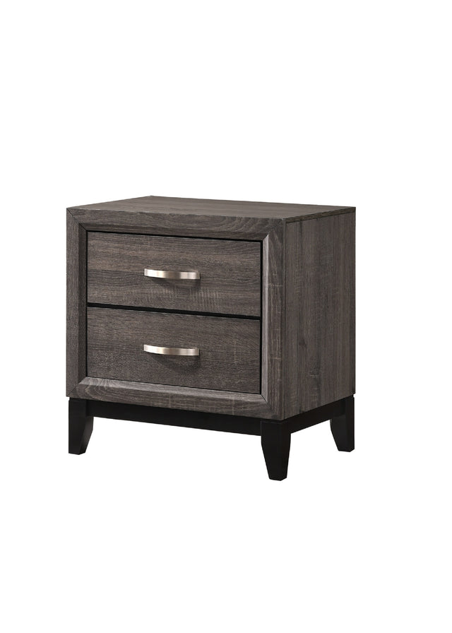 Collins Contemporary 2-Drawer Nightstand with Silver Handles, Gray