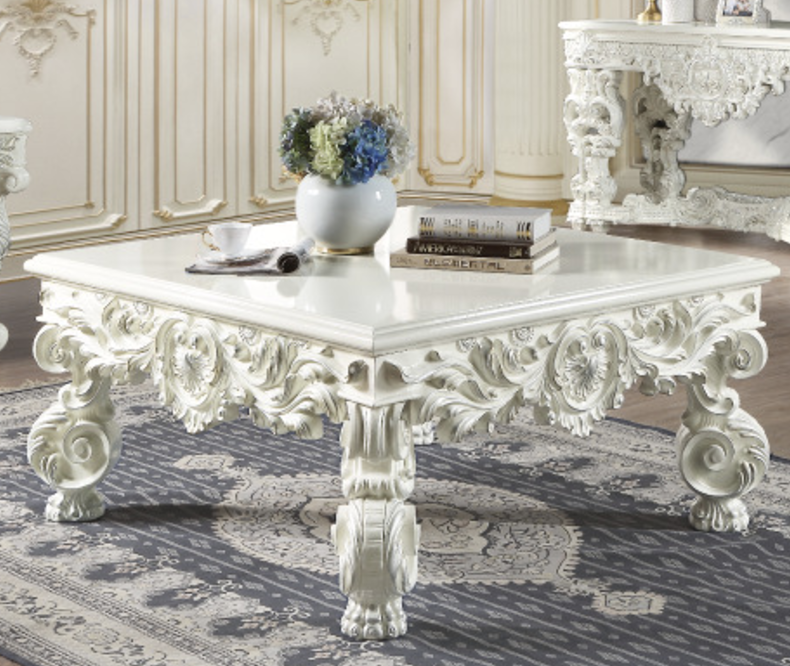 Adara Traditional Antique White Finish Coffee Table