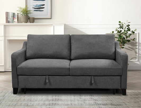Stella 69" Modern Queen Sleeper Sofa - Dark Gray Linen