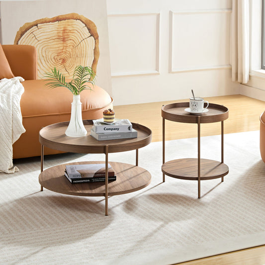 Rialta Mid-Century Modern Coffee & End Table Set, Walnut