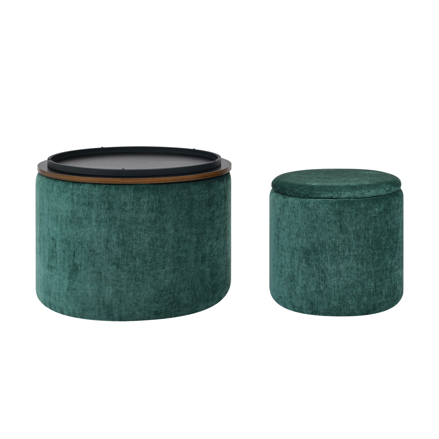 Fenwick 2PC Chenille Storage Ottoman Set, Green