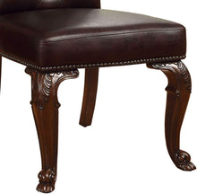 Roland Traditional Padded Leatherette Side Chair, Brown Cherry