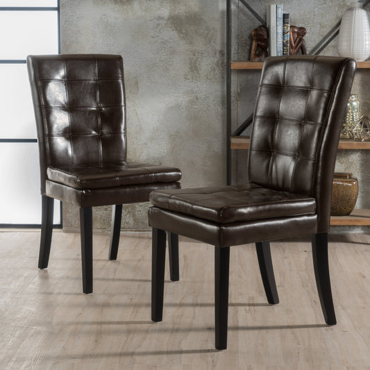 Tester Modern PU Leather Side Chairs (Set of 2) Brown