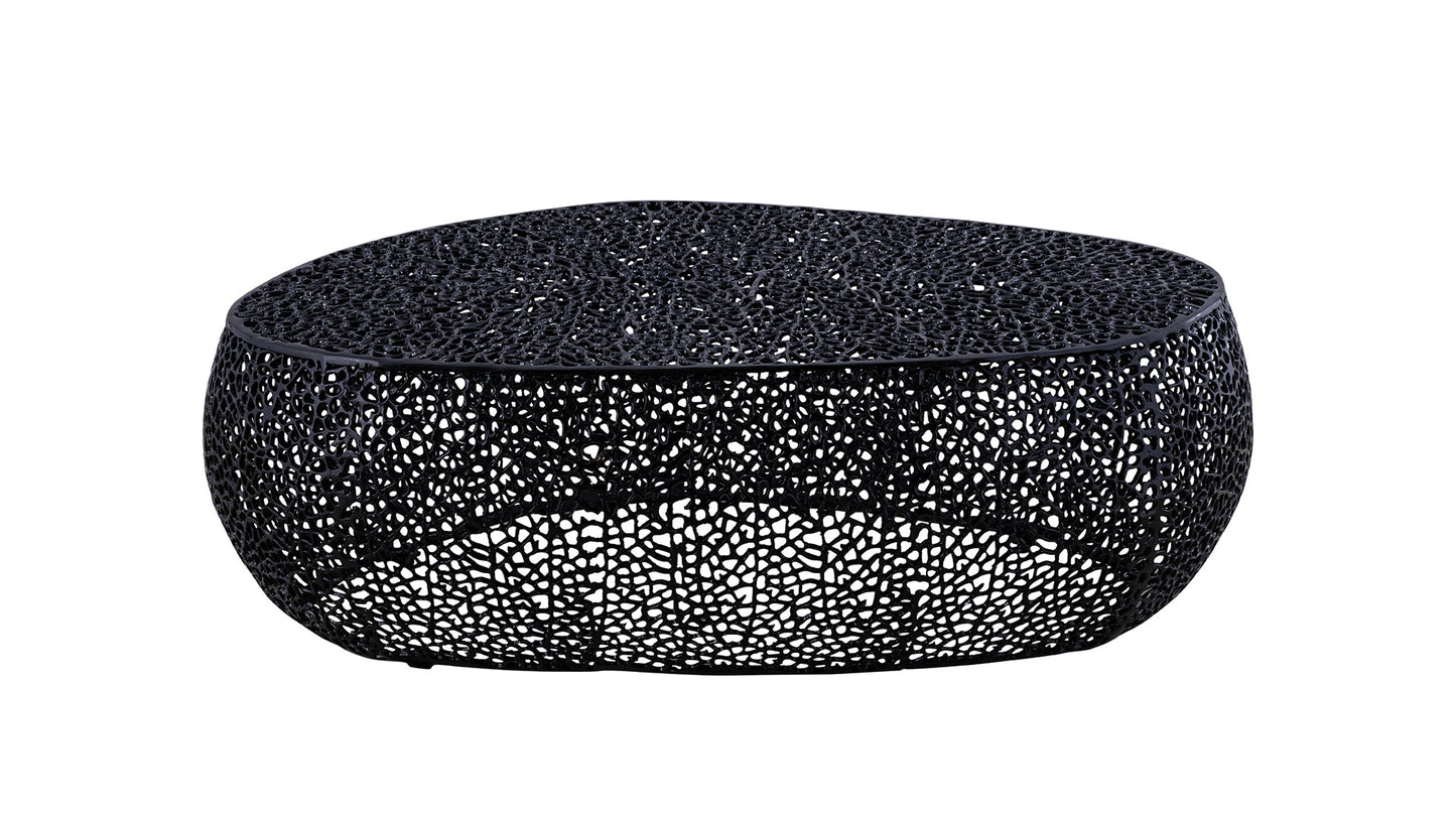 Azriel Oval Aluminum Mesh Coffee Table, Black