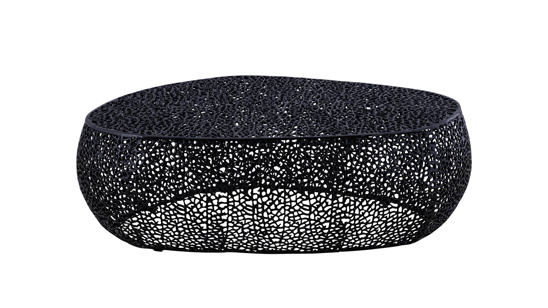 Azriel Oval Aluminum Mesh Coffee Table, Black