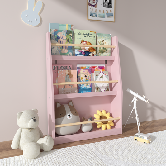 3 Tier Kids Book Shelf,Kids Book Rack, Pink