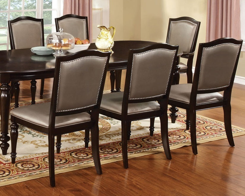 Henrick Transitional Solid Wood Side Chairs Set of 2 Walnut & Pewter