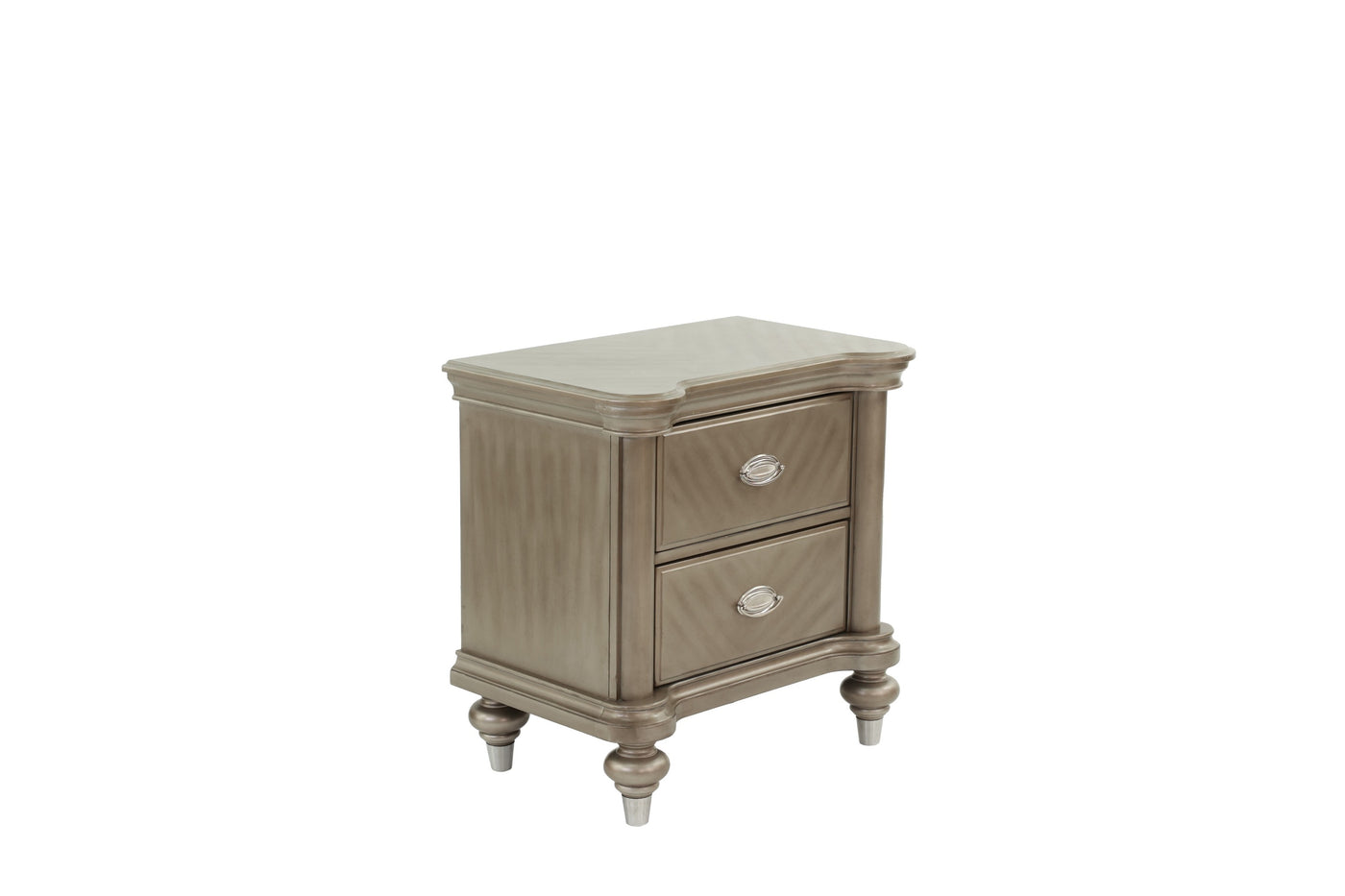 Ava Antique Silver / Champagne Finish Nightstand