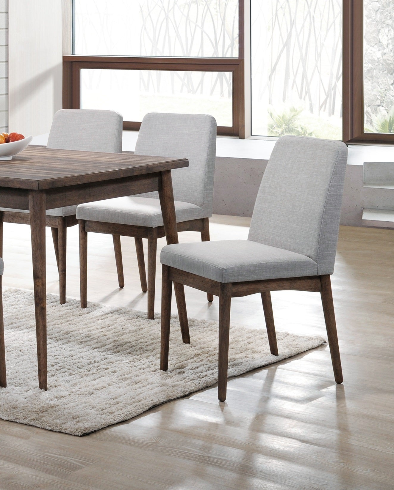 Mork Mid-Century Modern Side Chairs with Wooden Apron (Set of 2) Gray