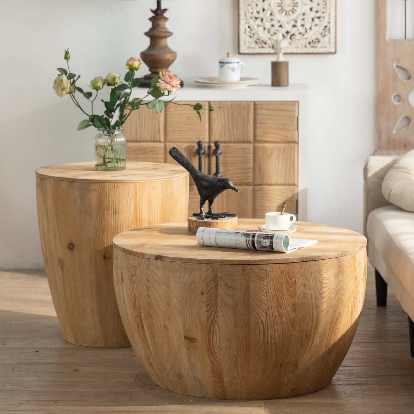 Sorrell 2-Piece Vintage Bucket Shaped Coffee Table Set