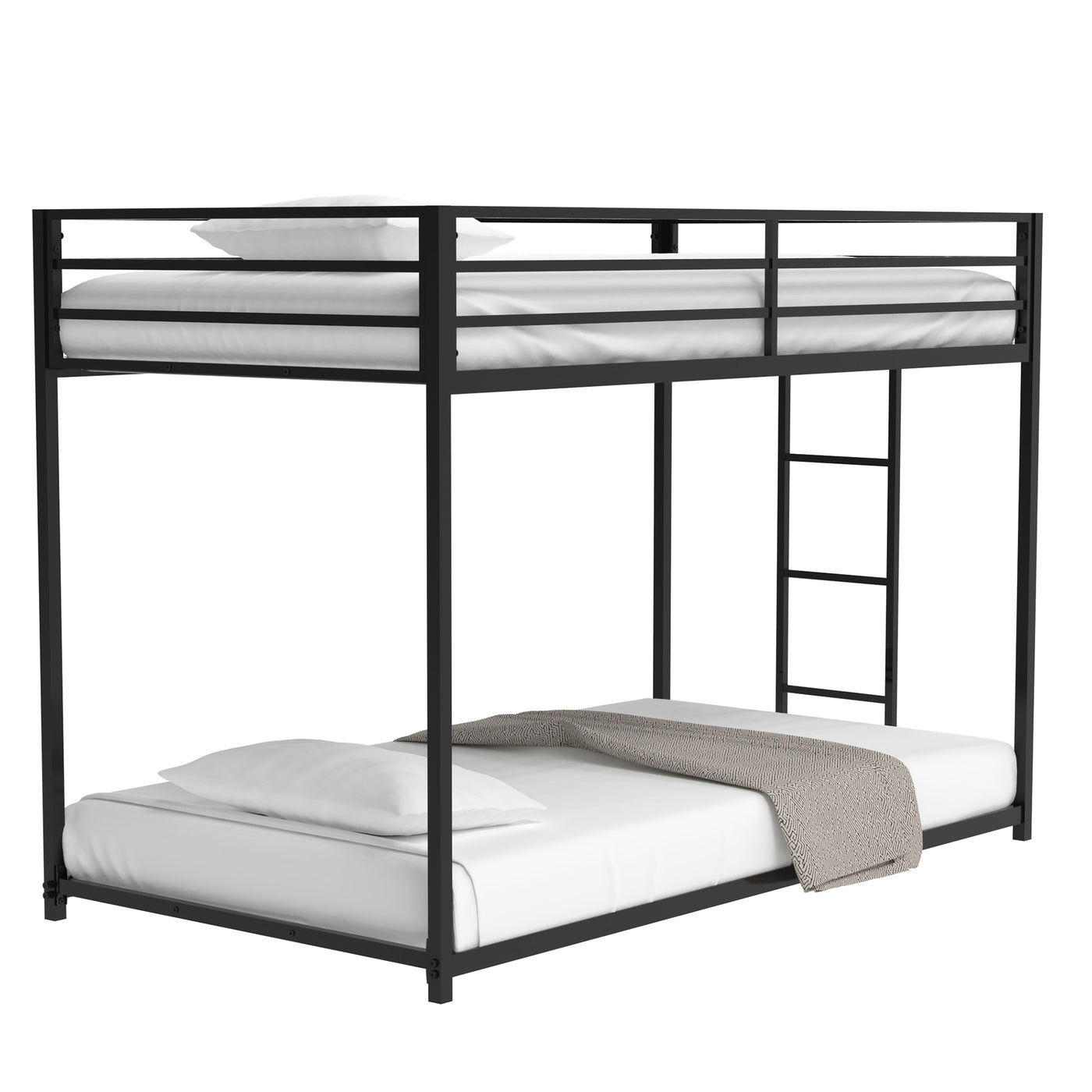 Adam Low Profile Metal Twin over Twin Bunk Bed , Black