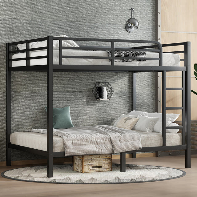 Raleigh Full over Full Metal Bunk Bed with Attached Ladder - Black