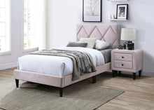 Olivia Twin Platform Bed w Adjustable Headboard, Pink