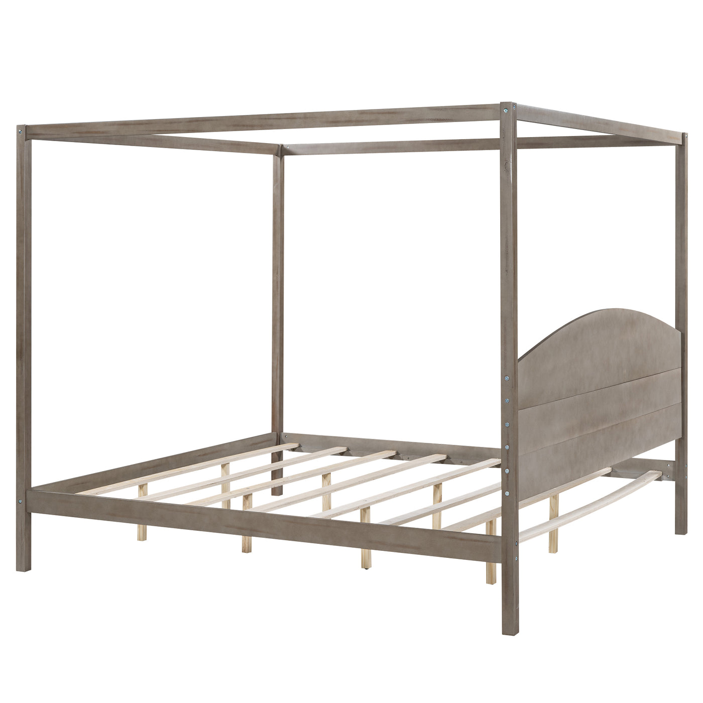 Frances King Size Canopy Bed in Brown Wash