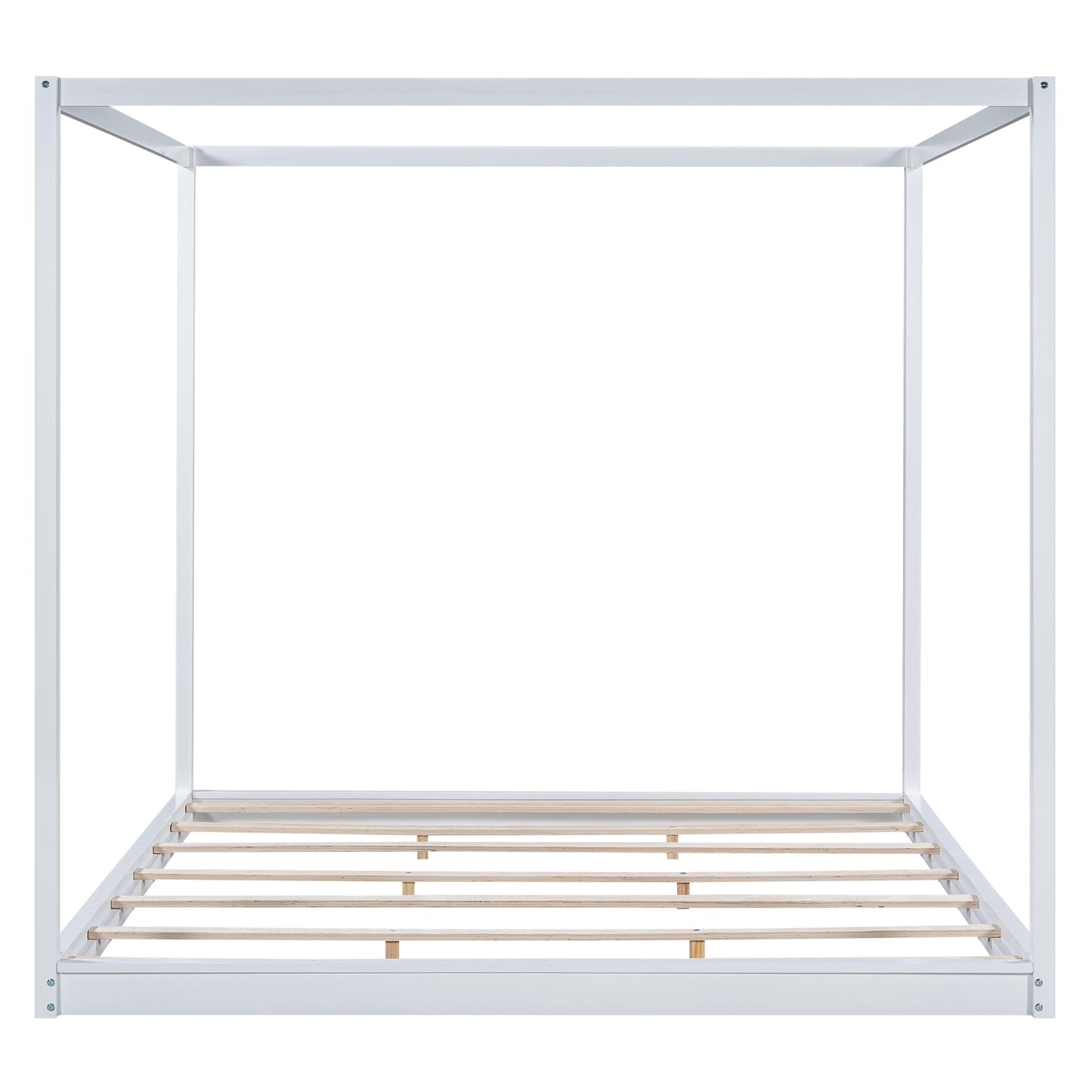 Beatrix King Size Canopy Platform Bed with Support Legs, White