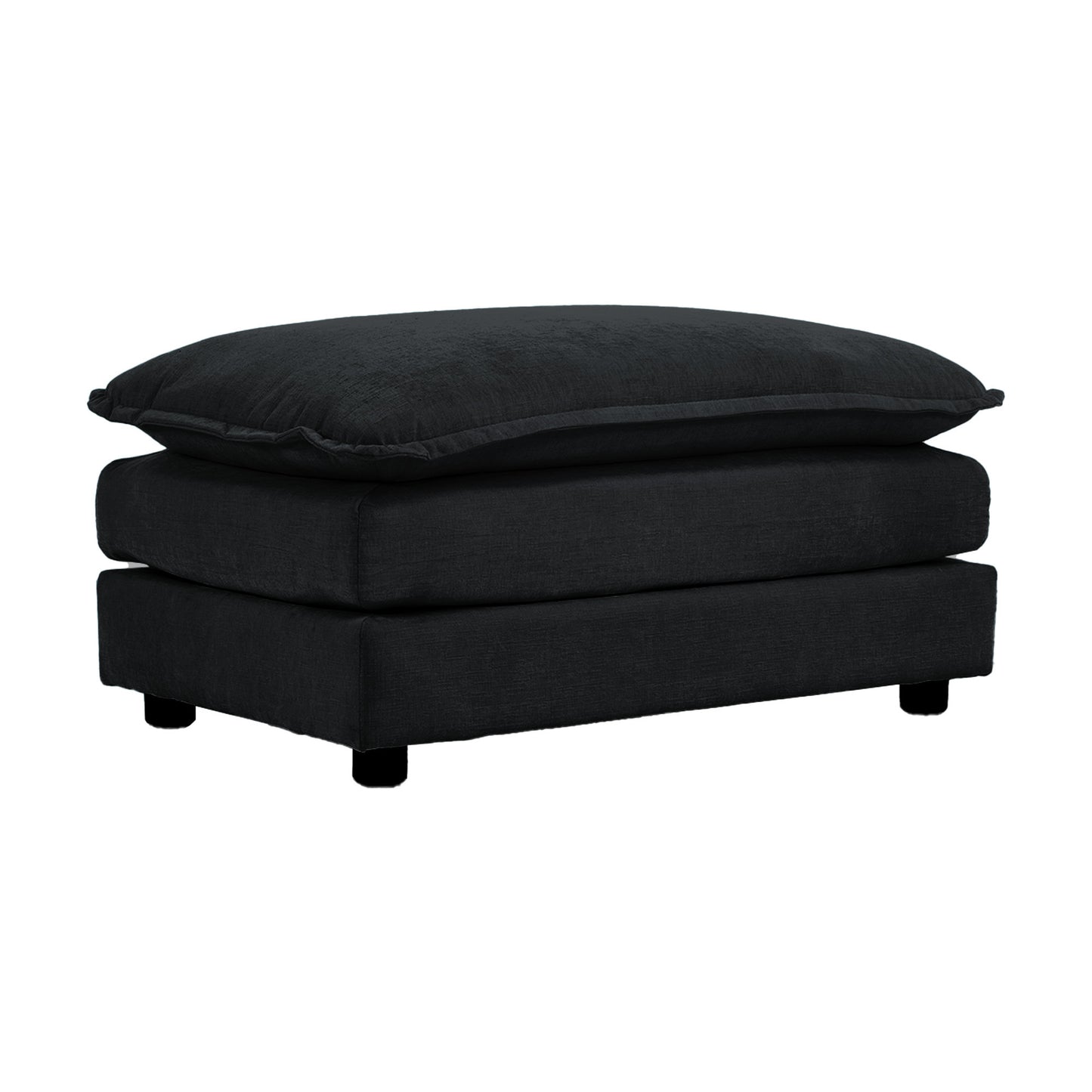 Farah Contemporary Chenille Upholstered Ottoman, Black