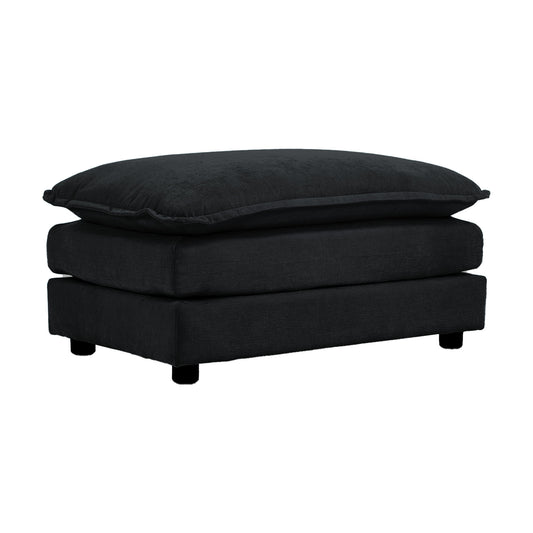 Farah Contemporary Chenille Upholstered Ottoman, Black