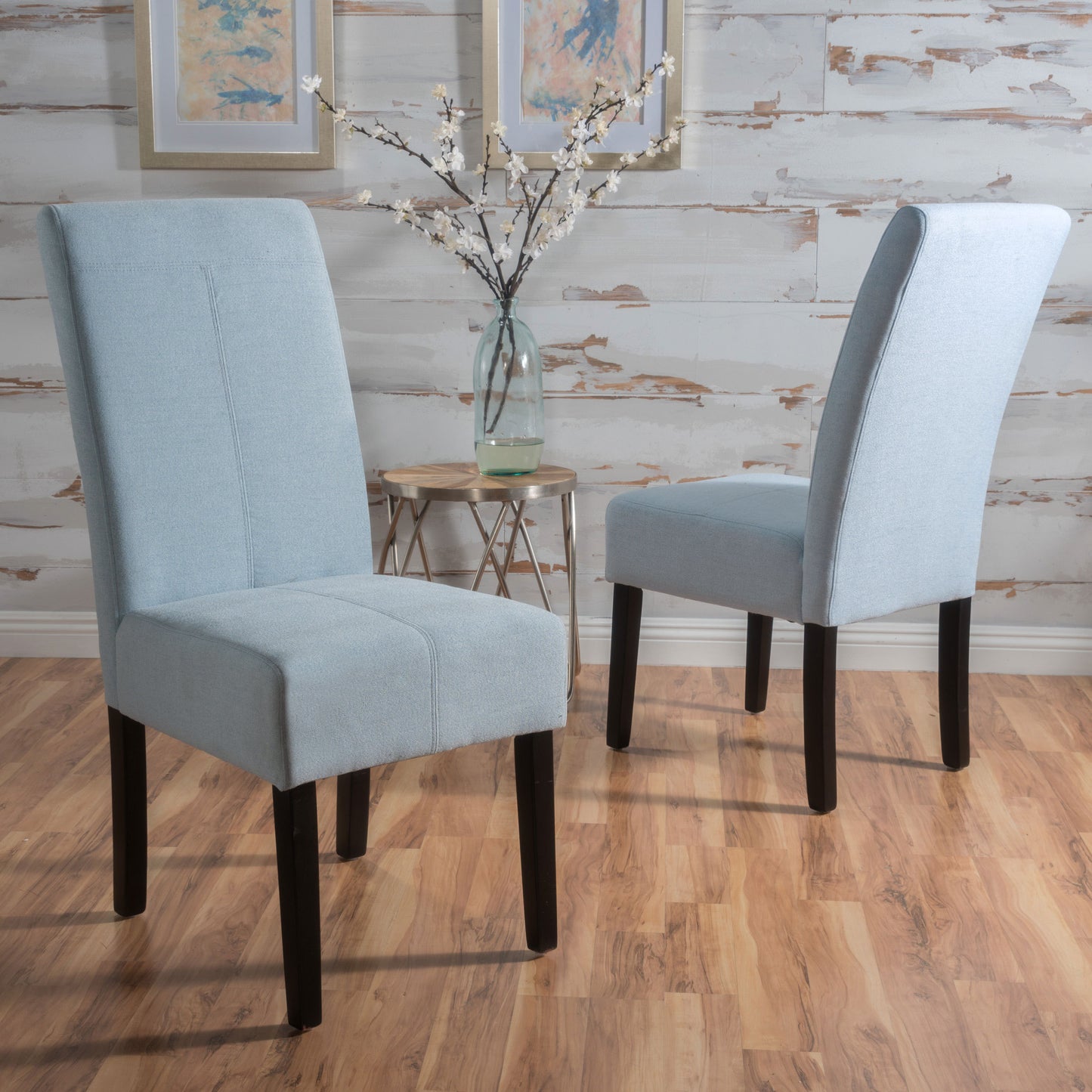 Petricia Modern Upholstered Side Chairs (Set of 2) Light Blue