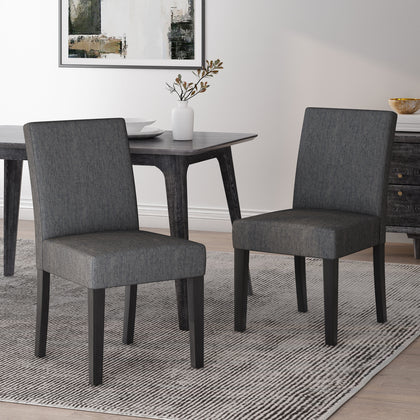 Bishop Transitional Upholstered Side Chairs (Set of 2) Charcoal