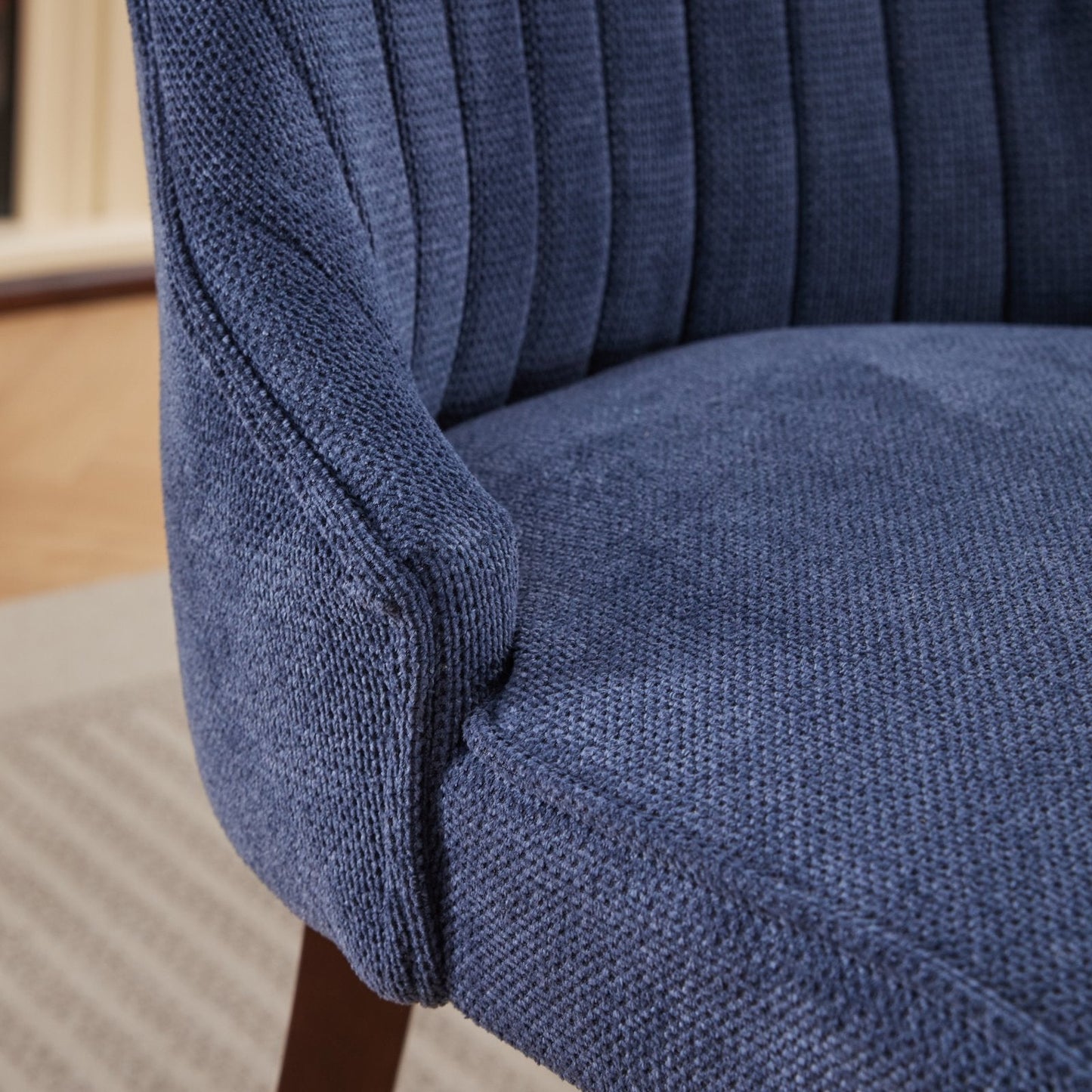 Leena Transitional Blue Linen Side Chairs Set of 2