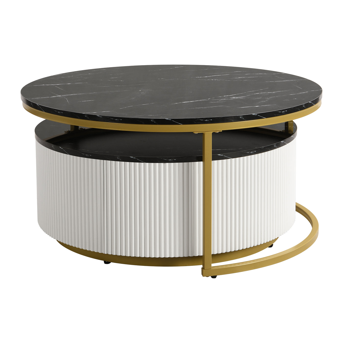 Liora Modern Nesting Coffee Table in White Black & Gold