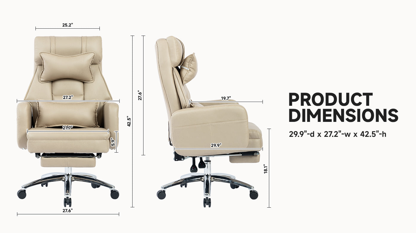 Laughton Tech Leather Ergonomic Office Chair, Beige